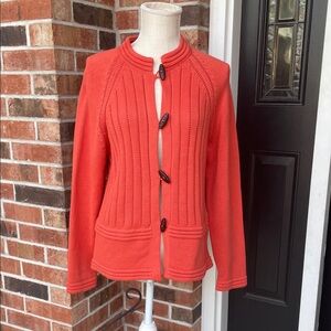 Splendor‎ Chunky Knit Coral Cardigan Sweater